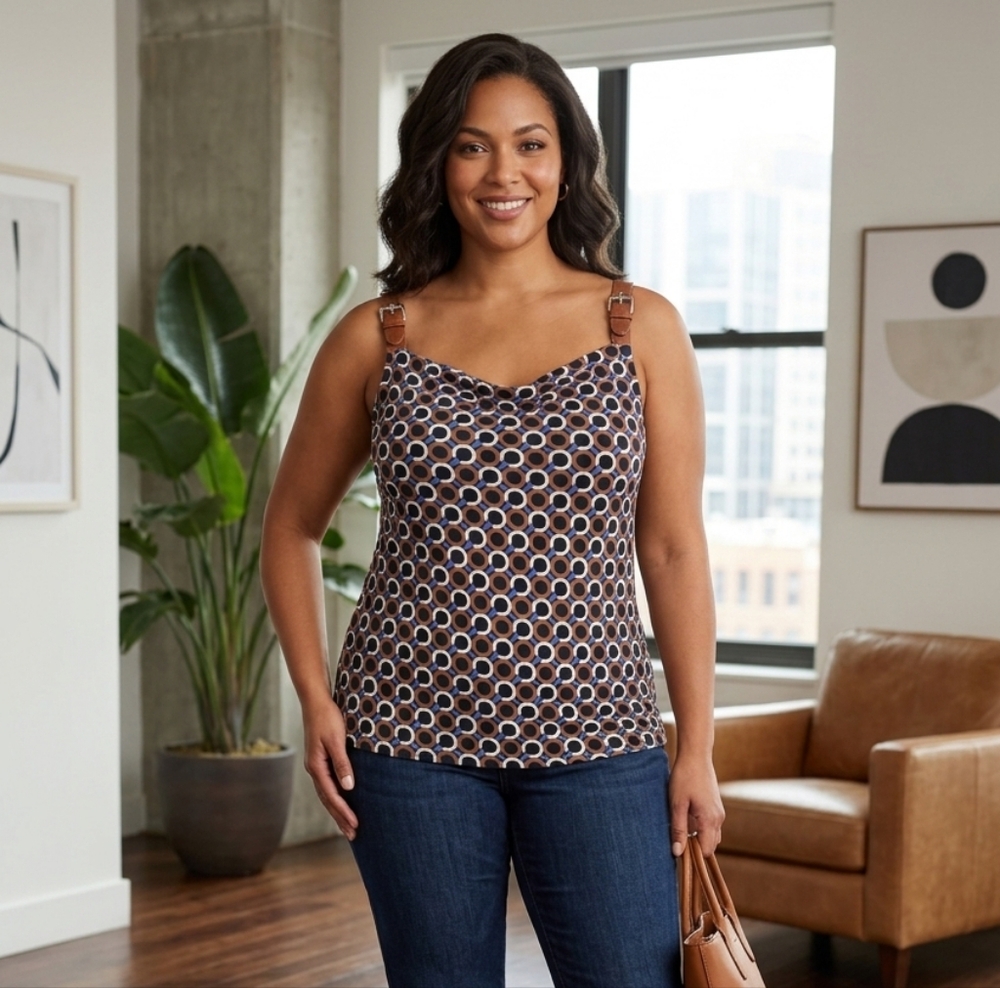 Michael Kors Large Signature Print Top with Leather Buckle
